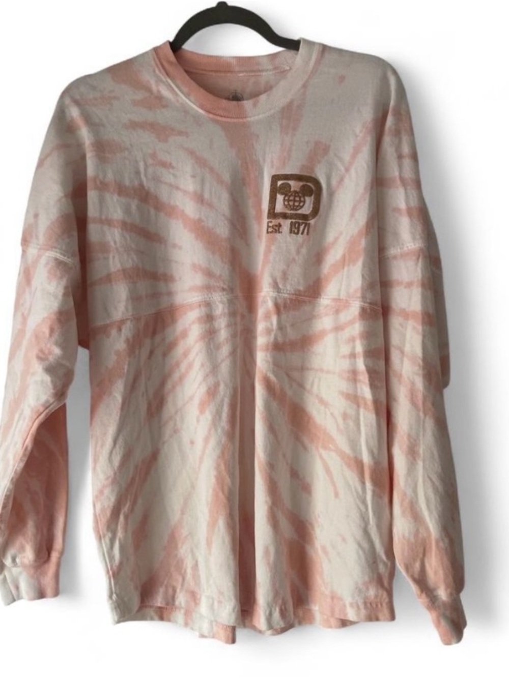 Disney Peach & White Tie-Dye Long Sleeve Spirit Jersey S